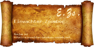 Einvachter Zsombor névjegykártya